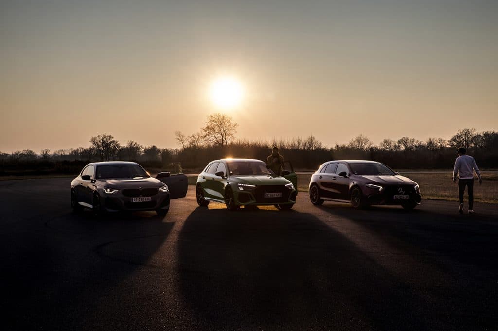 match comparo audi rs3, bmw m240i, mercedes amg a45s