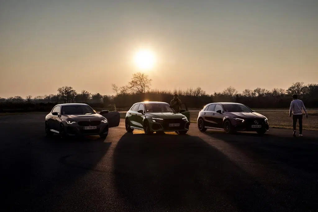 match comparo audi rs3, bmw m240i, mercedes amg a45s
