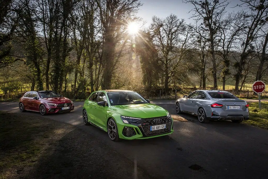 match comparo audi rs3, bmw m240i, mercedes amg a45s